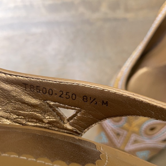 Z Collection Beige Embroidered Peep Toe Slingback Heels - Picture 8 of 8